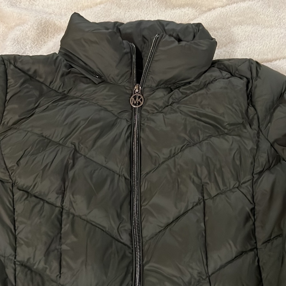 Michael Kors Dark Green Packable Down Fill Puffer Long Jacket - Picture 4 of 6